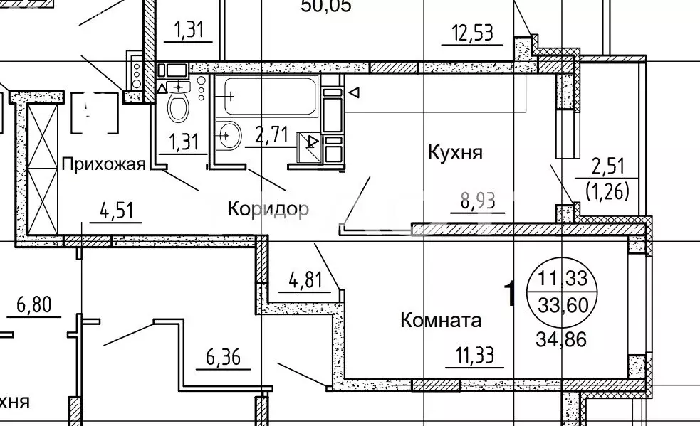 1-комнатная квартира: Воронеж, улица Независимости, 78к1 (34.86 м) - Фото 0