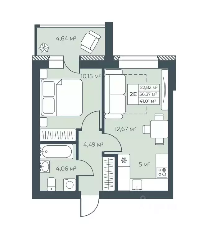 2-к кв. Нижегородская область, Выкса инженера Шухова кв-л,  (41.01 м) - Фото 1