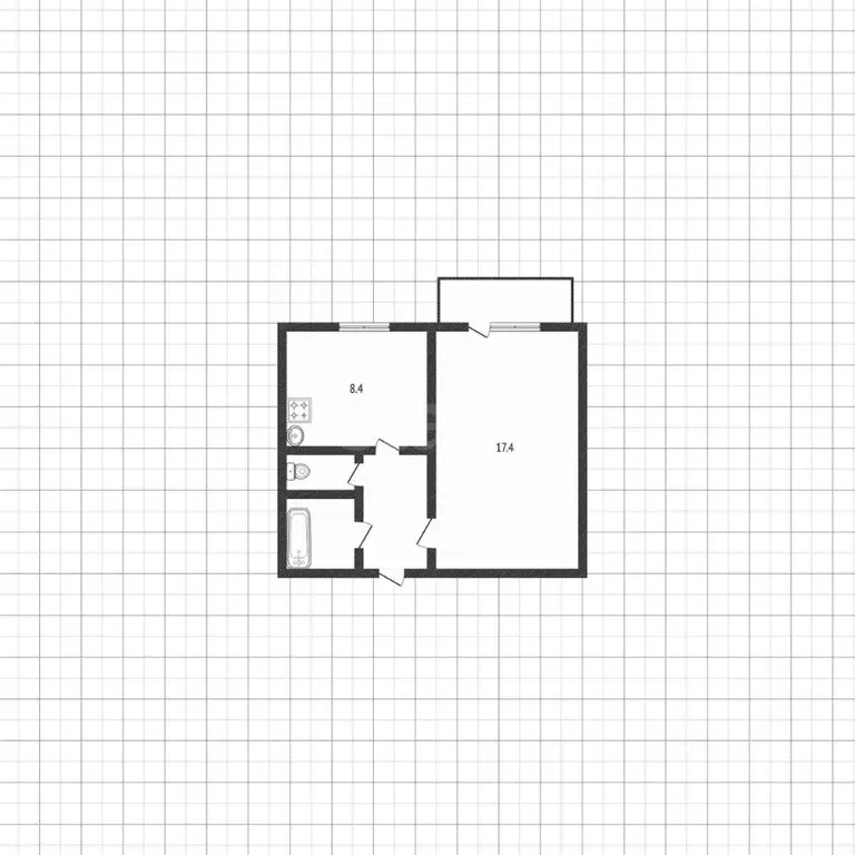 1-к кв. Белгородская область, Белгород Молодежная ул., 16б (33.7 м) - Фото 2