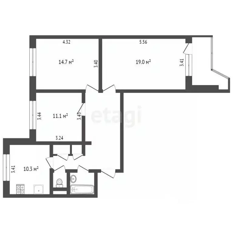 3-к кв. Москва Клязьминская ул., 9К2 (76.3 м) - Фото 1