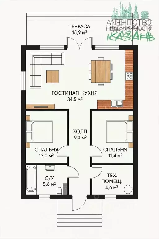 Дом в Татарстан, Нижнекамский район, Каенлинское с/пос, с. Борок  (100 ... - Фото 2