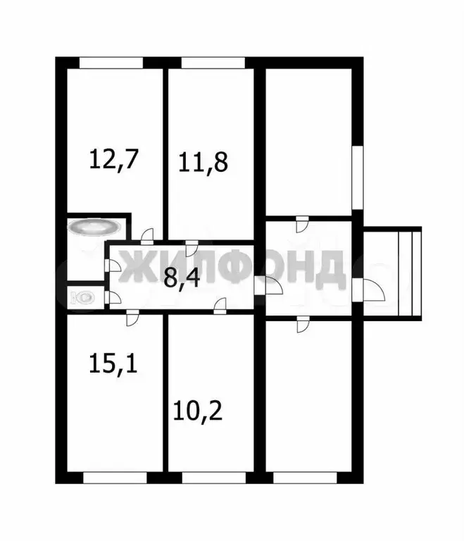 3-к. квартира, 61,6 м, 1/1 эт. - Фото 0