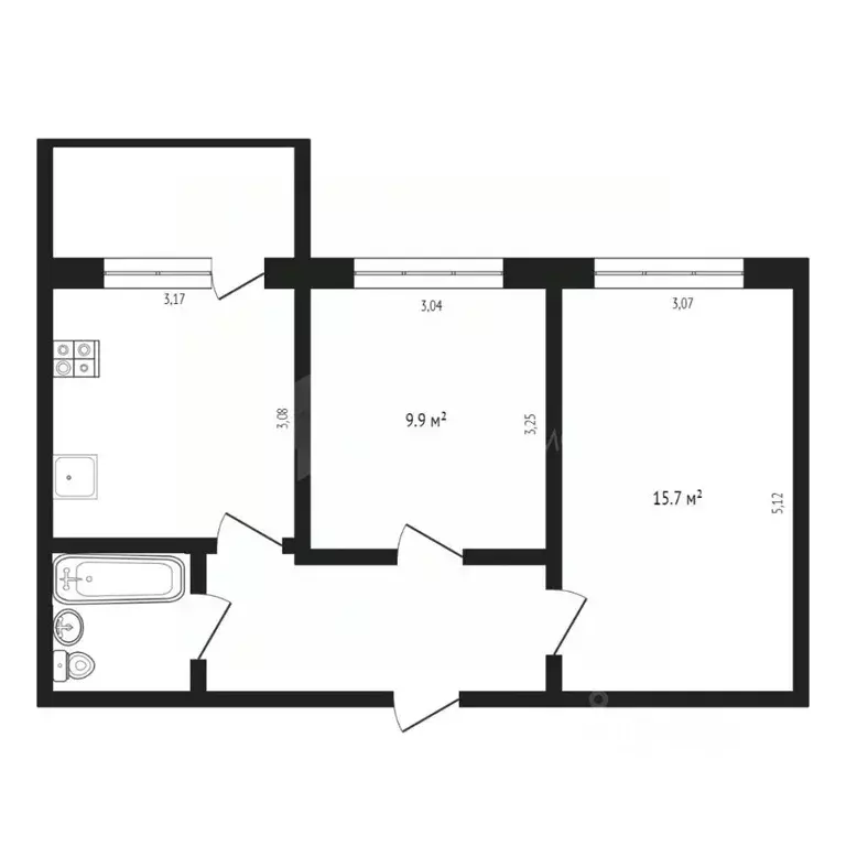 2-к кв. Тюменская область, Тюмень ул. Самарцева, 19а (46.2 м) - Фото 2