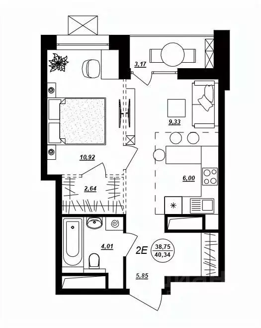 2-к кв. Хабаровский край, Хабаровск ул. Демьяна Бедного (40.34 м) - Фото 1