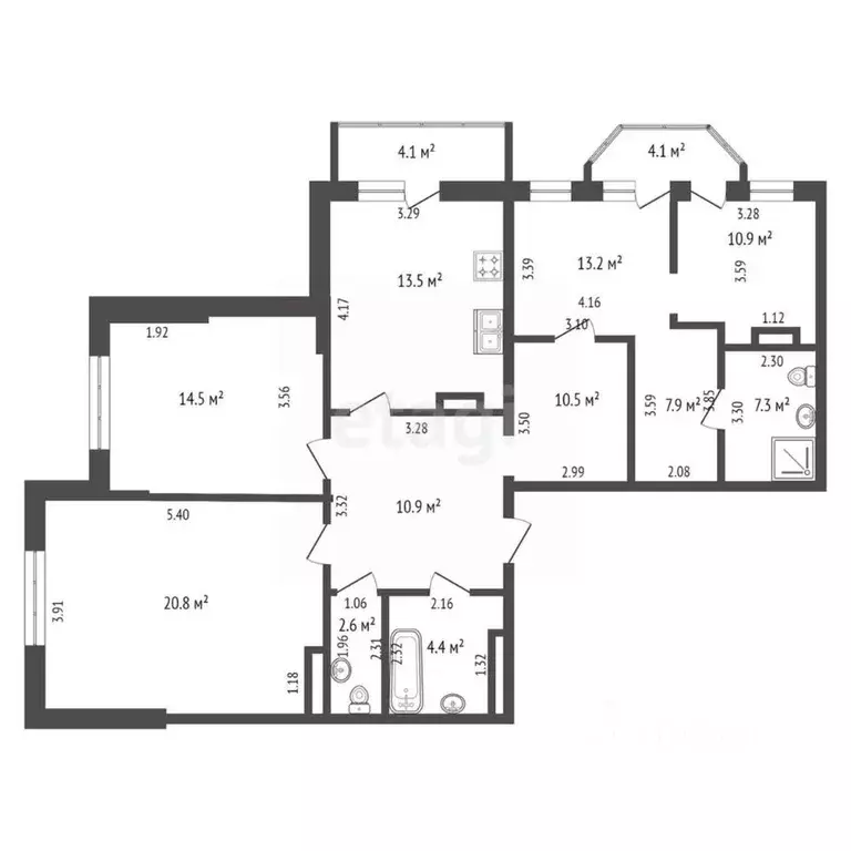 4-к кв. Хабаровский край, Хабаровск ул. Гайдара, 13 (116.5 м) - Фото 2