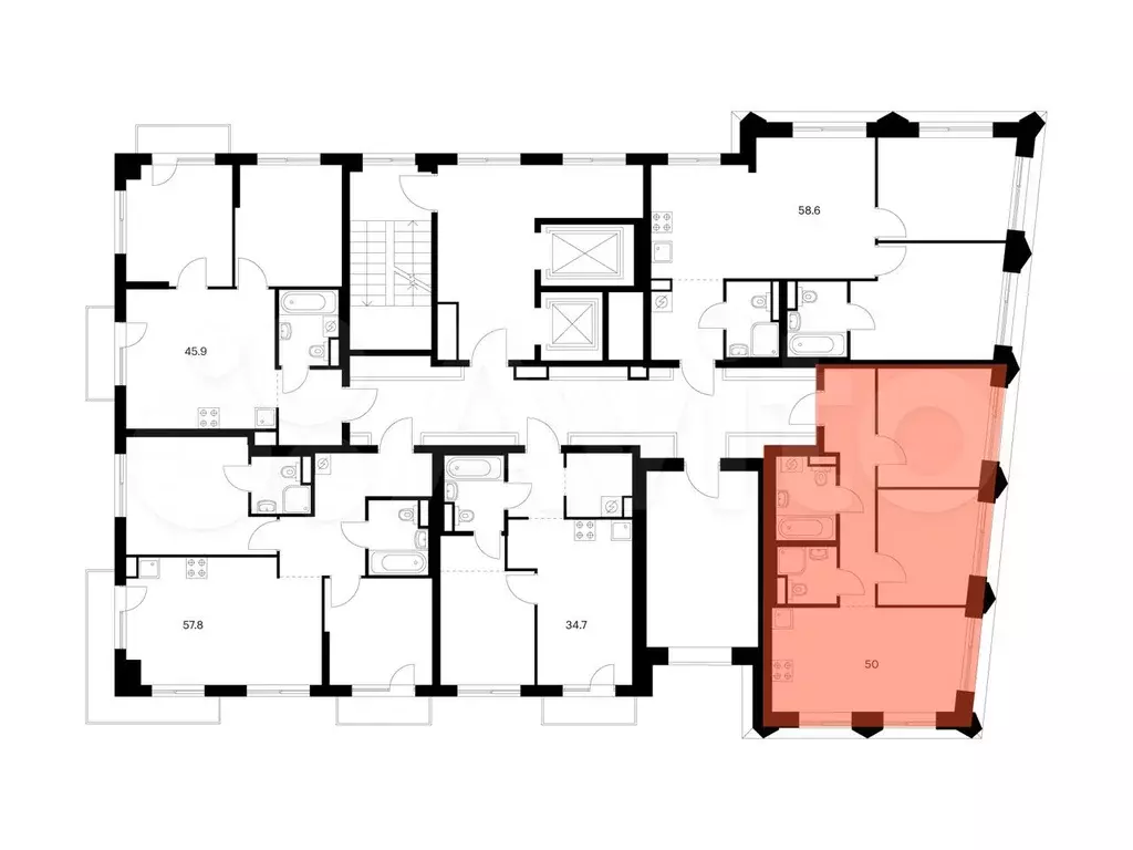 2-к. квартира, 50 м, 4/14 эт. - Фото 1