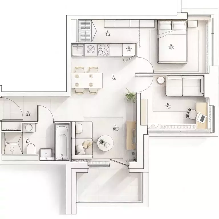 2-к кв. Москва наб. Марка Шагала, 11к2 (47.0 м) - Фото 1