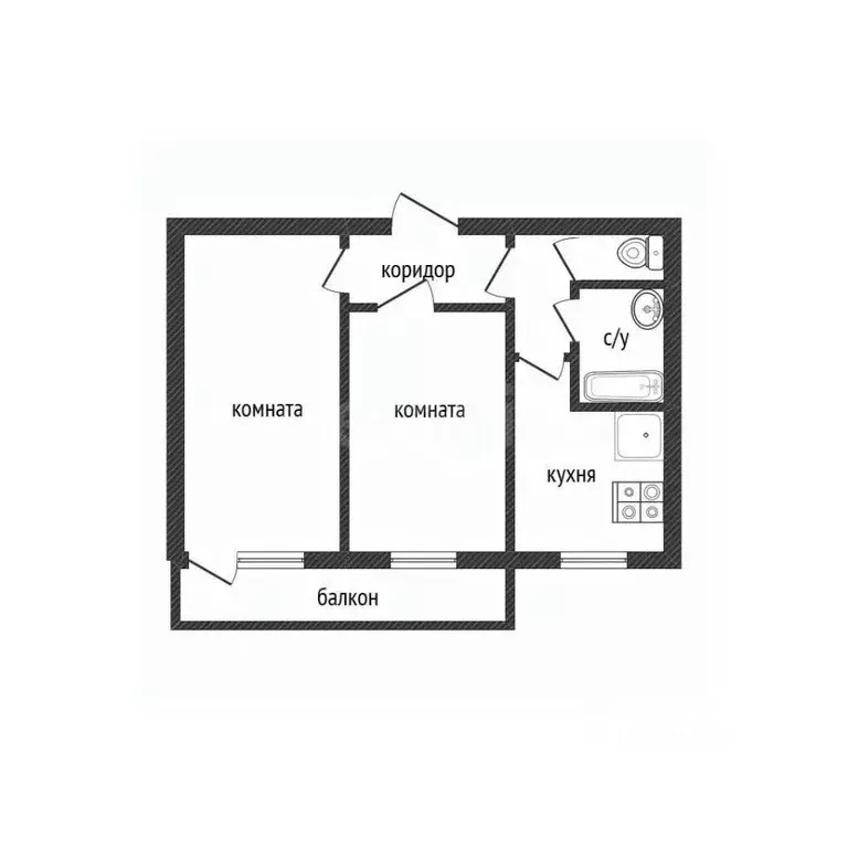 2-к кв. Белгородская область, Белгород ул. Щорса, 36 (45.0 м) - Фото 2