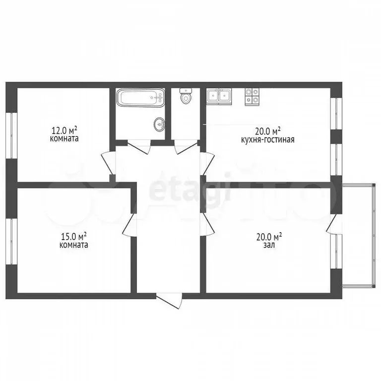 3-к. квартира, 78 м, 1/5 эт. - Фото 0