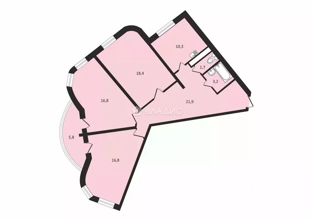 3-к кв. Санкт-Петербург, Санкт-Петербург, Сестрорецк ул. Токарева, 2 ... - Фото 2