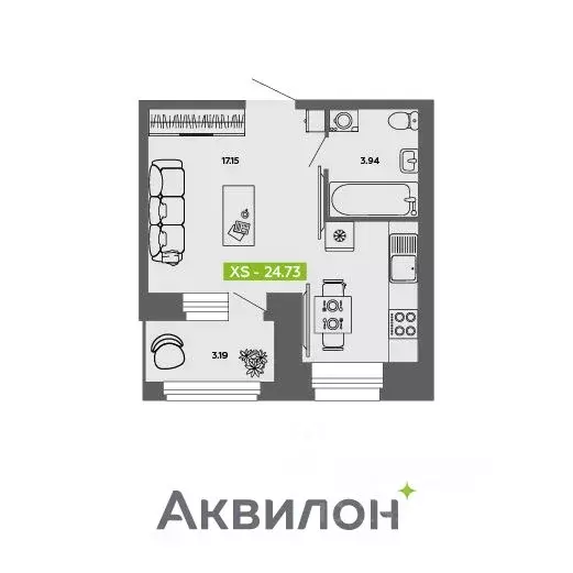 Студия Архангельская область, Архангельск Аквилон Роса жилой комплекс ... - Фото 0
