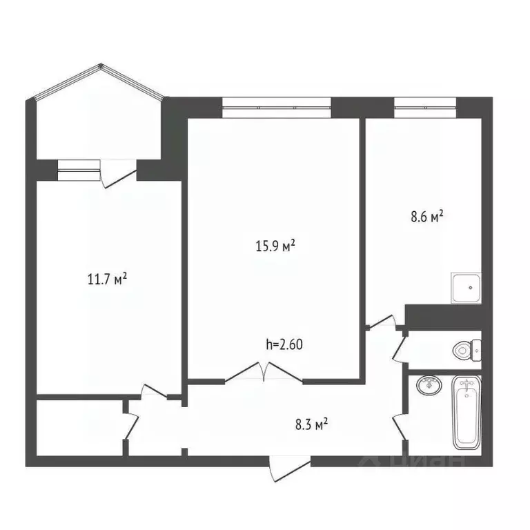 2-к кв. Красноярский край, Красноярск Верхняя ул., 5б (50.6 м) - Фото 2