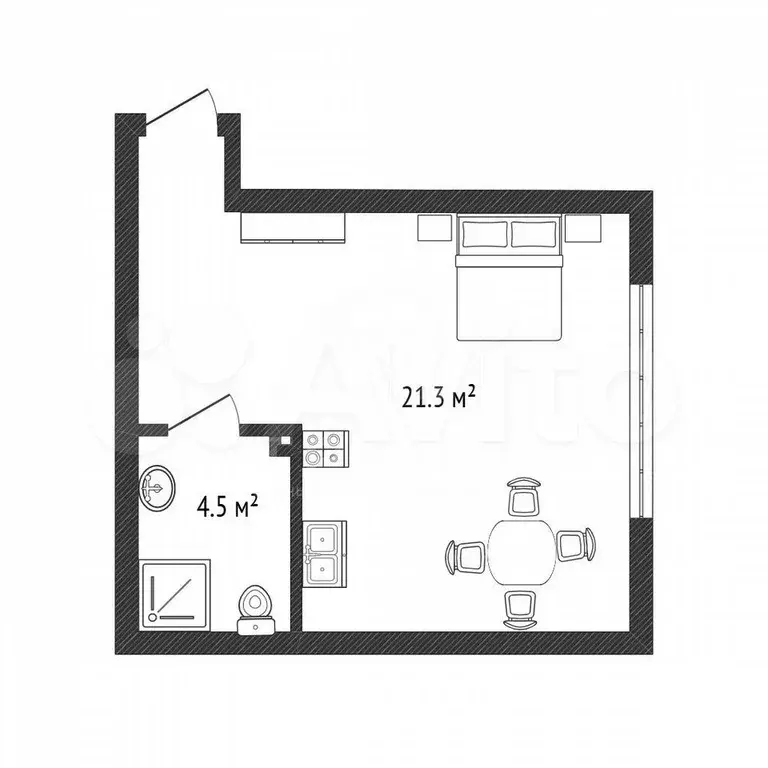 Квартира-студия, 30,9 м, 2/16 эт. - Фото 0