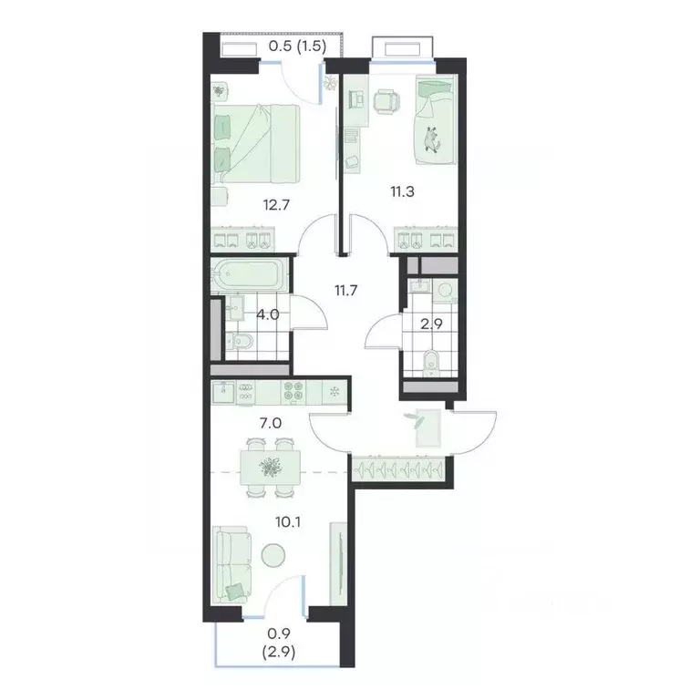 3-к кв. Московская область, Раменское G3 Михалевич жилой комплекс ... - Фото 1