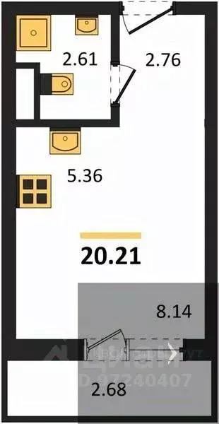 Студия Воронежская область, Воронеж Цимлянская ул., 10Г (20.21 м) - Фото 1