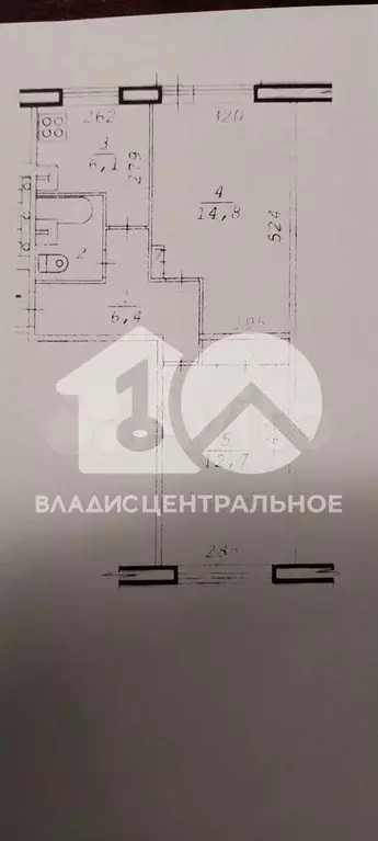 2-к. квартира, 44,3 м, 4/5 эт. - Фото 0
