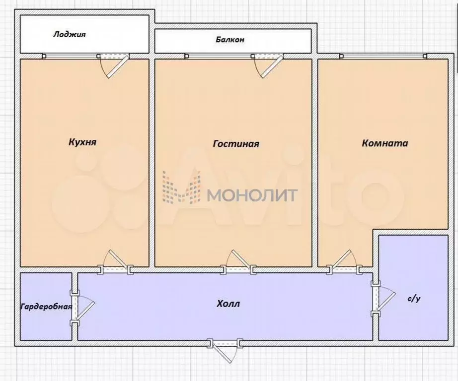 2-к. квартира, 62,7 м, 8/15 эт. - Фото 0