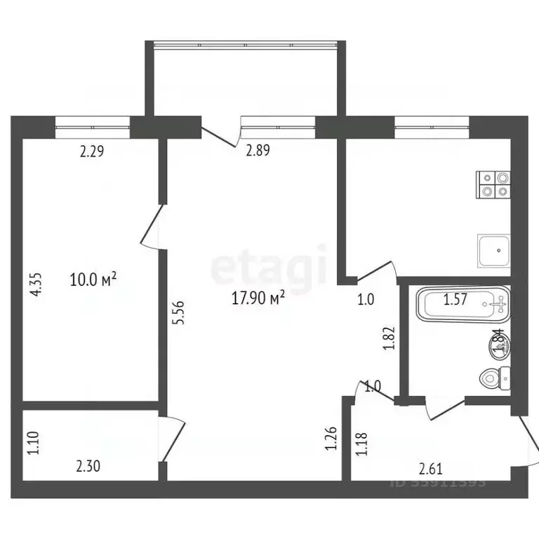 2-к кв. Чувашия, Урмары пгт ул. Ленина, 45 (44.4 м) - Фото 2