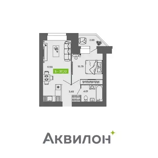 1-комнатная квартира: Архангельская область, Северодвинск (37.12 м) - Фото 0
