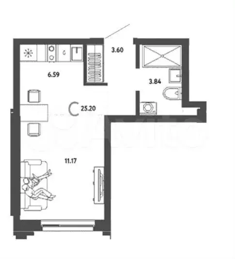 Квартира-студия, 24,6 м, 6/28 эт. - Фото 0
