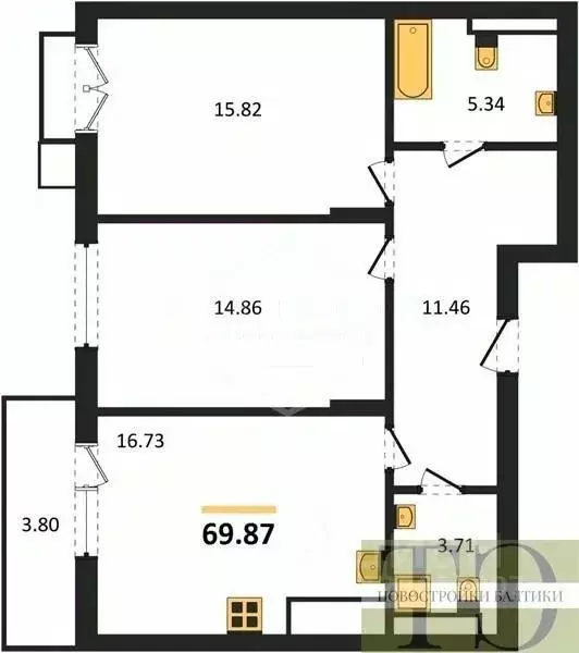 2-к кв. Калининградская область, Гурьевский муниципальный округ, пос. ... - Фото 1