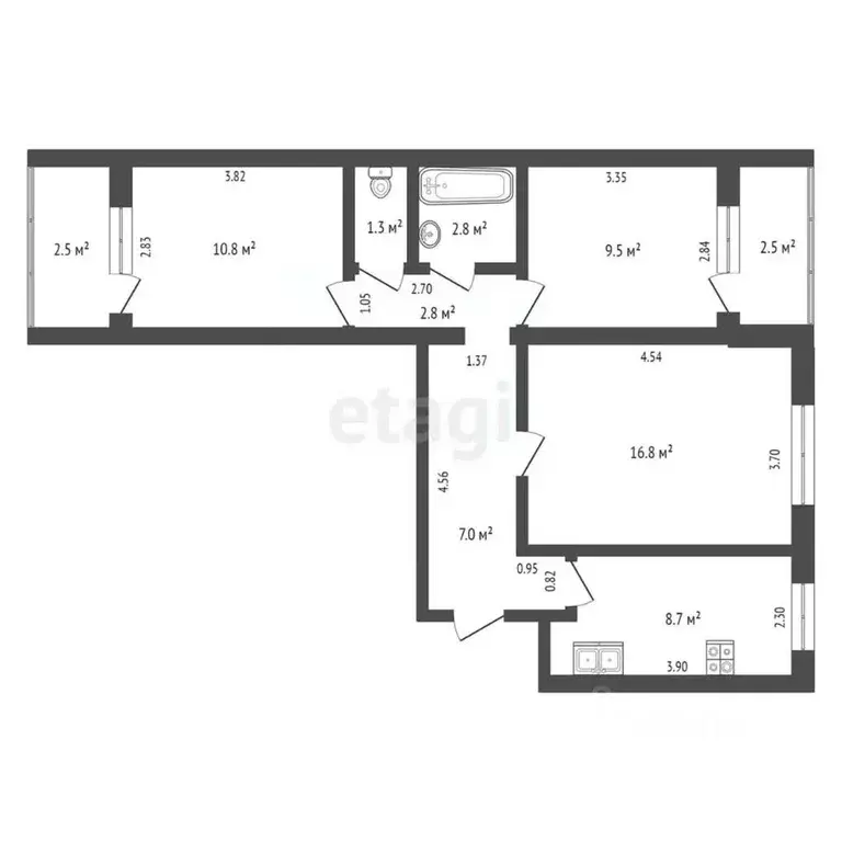 3-к кв. Самарская область, Самара Енисейская ул., 37 (59.7 м) - Фото 1