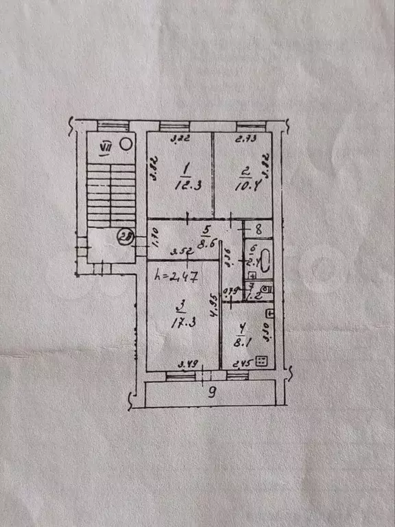 3-к. квартира, 61,7 м, 5/5 эт. - Фото 0