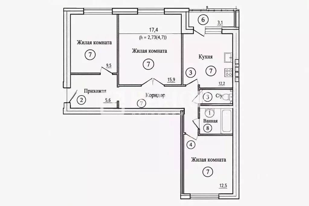 3-к кв. Ивановская область, Кохма просп. Героев, 3 (64.8 м) - Фото 2