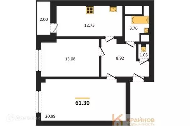 Продаётся 2-к квартира, 61.3 м - Фото 0
