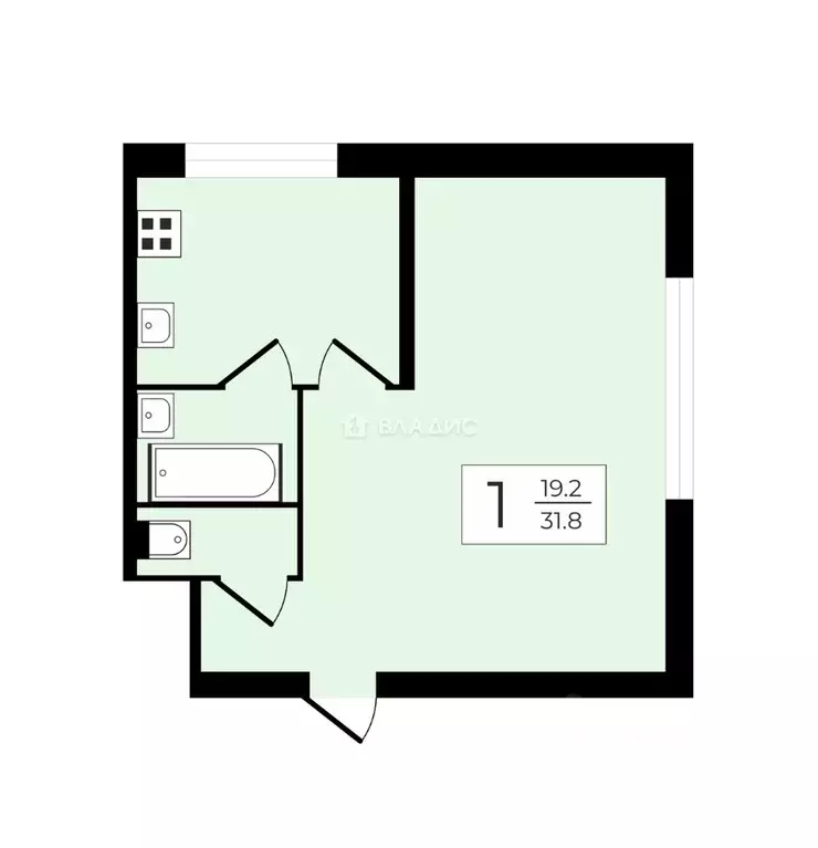 1-к кв. Карелия, Петрозаводск Красная ул., 45 (31.8 м) - Фото 2