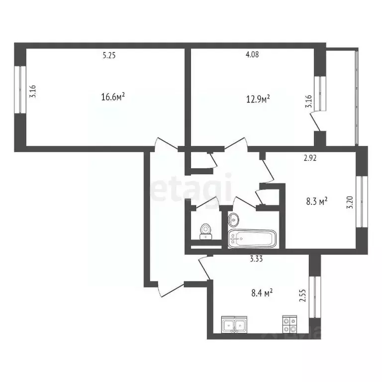 3-к кв. Белгородская область, Белгород ул. Костюкова, 45 (61.1 м) - Фото 1