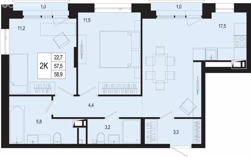 2-комнатная квартира: Московская область, городской округ Подольск, ... - Фото 1