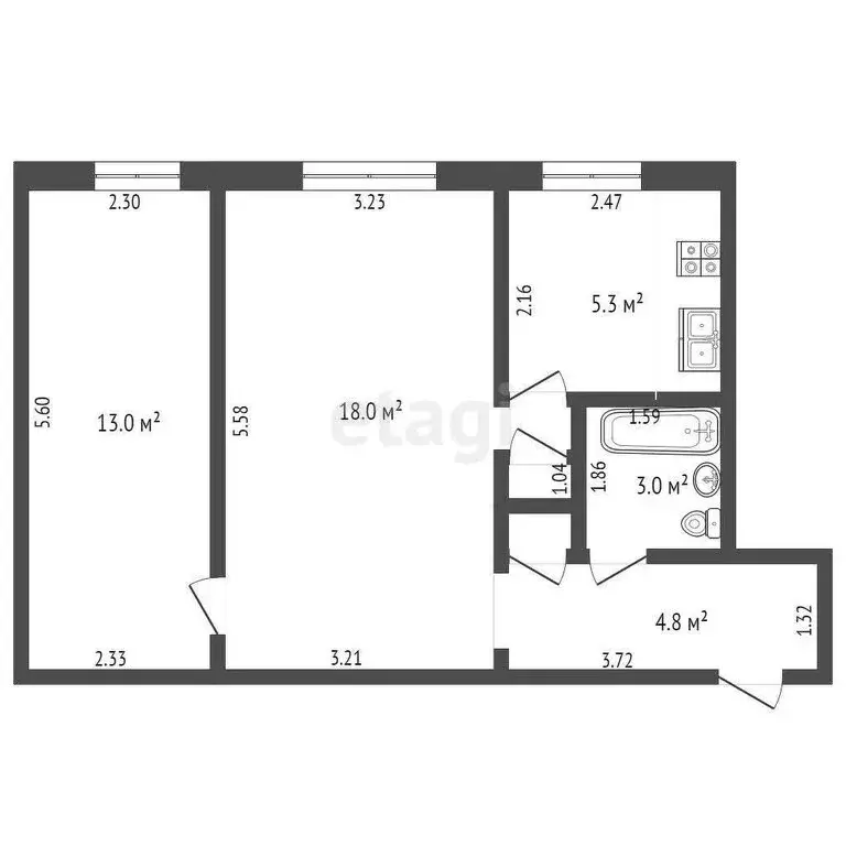 2-комнатная квартира: Стерлитамак, улица Дружбы, 47 (43.8 м) - Фото 0
