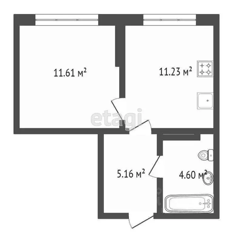 1-к кв. Тюменская область, Тюмень ул. Алматинская, 6 (32.1 м) - Фото 1