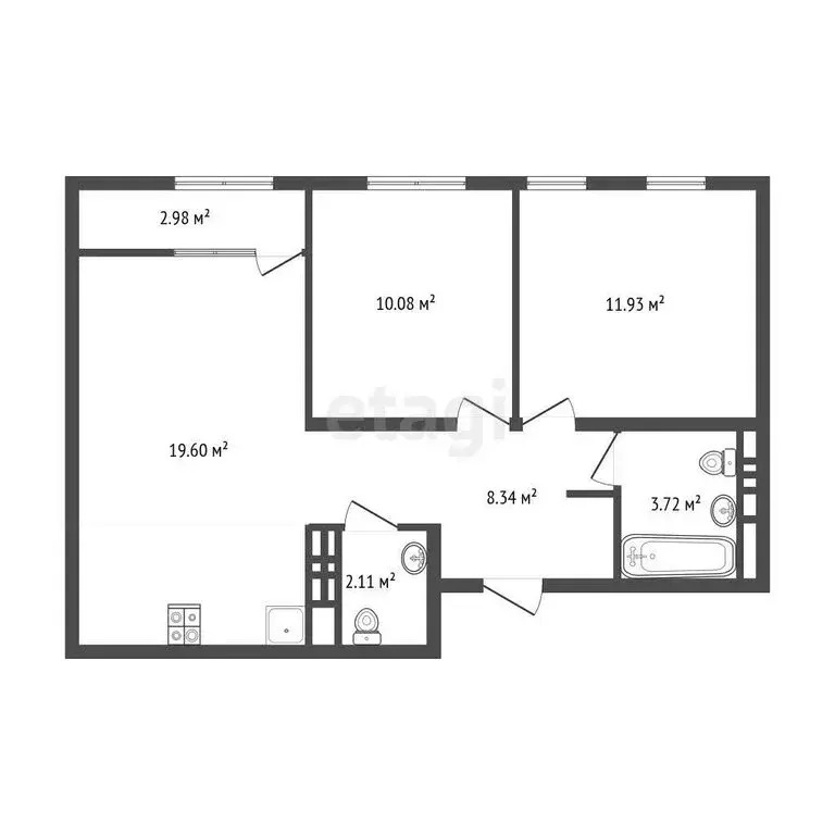 2-комнатная квартира: Тобольск, 6-й микрорайон, 110к1 (59 м) - Фото 1