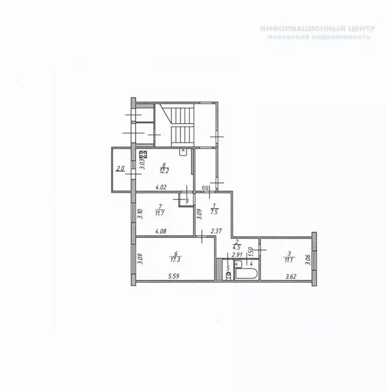 3-к кв. Псковская область, Псков ул. Петрова, 2 (67.7 м) - Фото 2