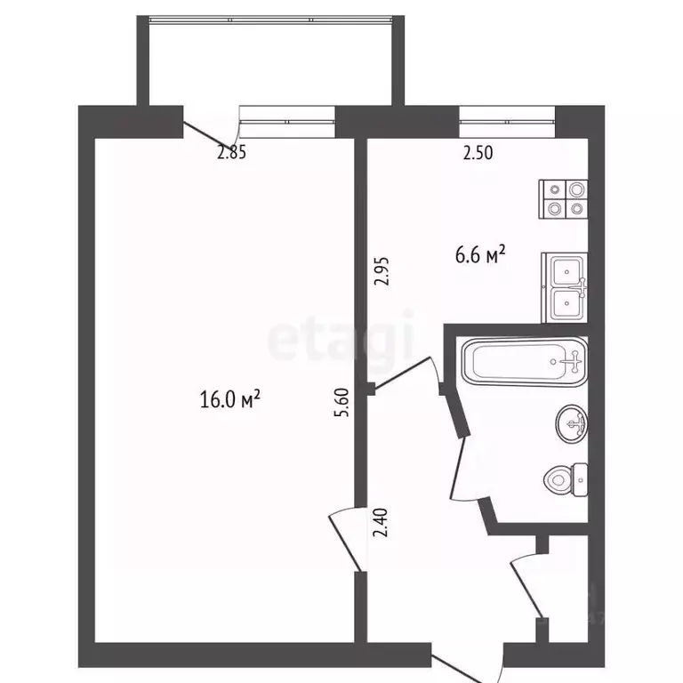 1-к кв. Крым, Симферополь ул. Киевская (30.0 м) - Фото 2
