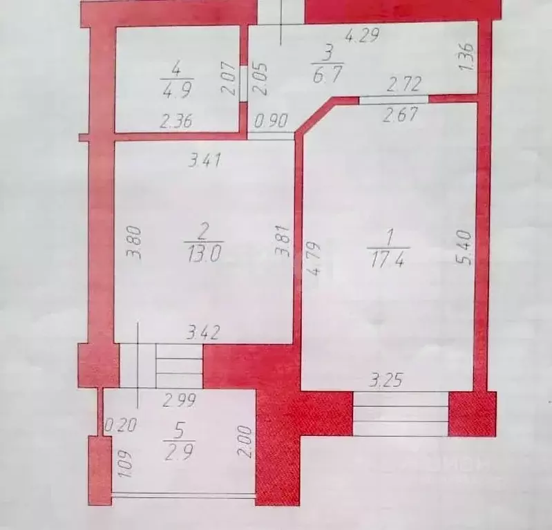 1-к кв. Татарстан, Казань ул. Сибгата Хакима, 35 (44.9 м) - Фото 2