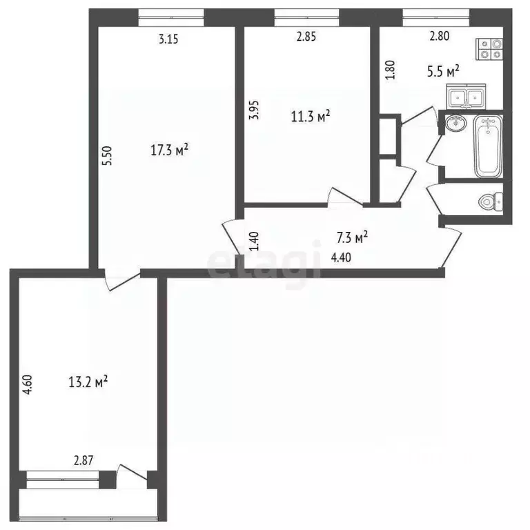 3-к кв. Ямало-Ненецкий АО, Новый Уренгой ул. Геологоразведчиков, 4 ... - Фото 2