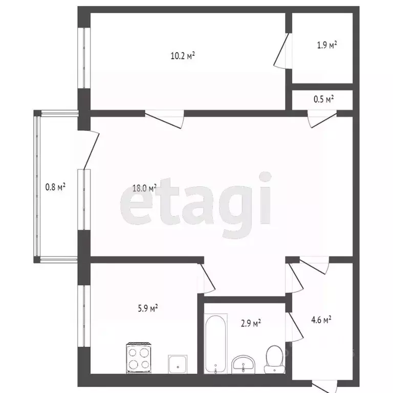 2-к кв. Нижегородская область, Нижний Новгород ул. Пушкина, 21А (46.0 ... - Фото 2