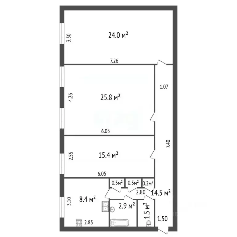 3-к кв. Санкт-Петербург 8-я Васильевского острова линия, 45/34 (93.3 ... - Фото 2