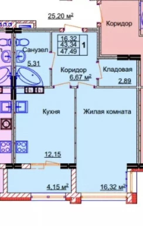 1-к кв. Ивановская область, Иваново ул. Семенчикова, 2 (48.0 м) - Фото 1