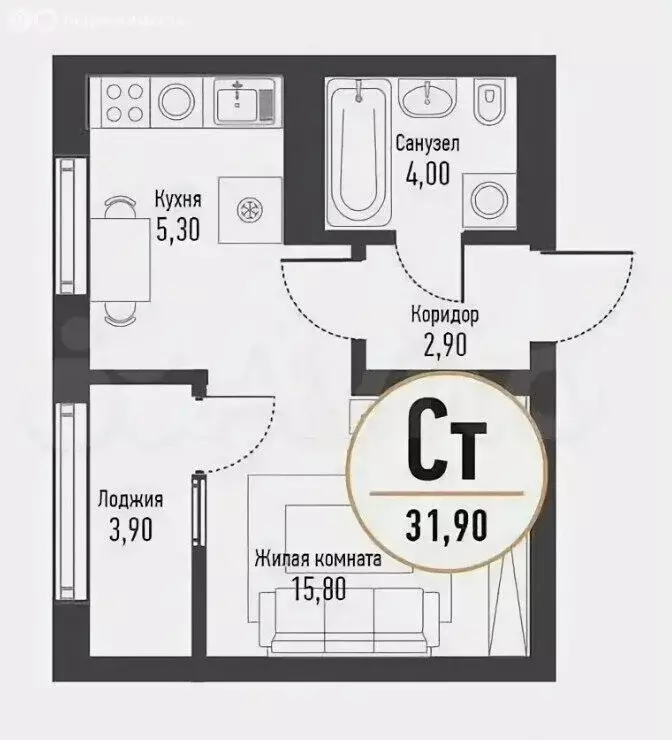 1-комнатная квартира: Стерлитамак, Интернациональная улица, 61 (29.7 ... - Фото 1
