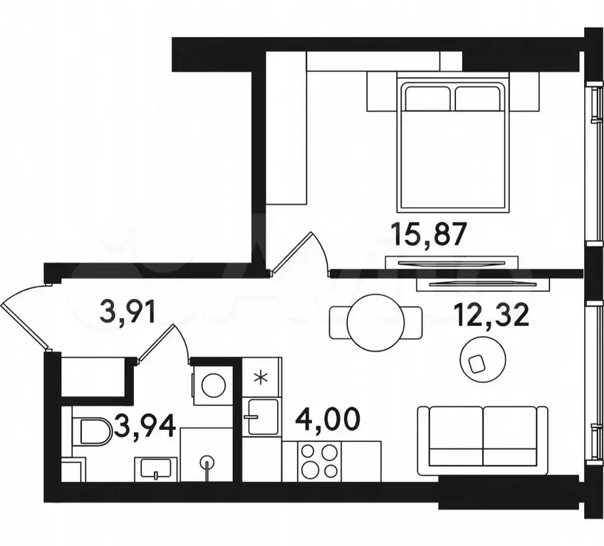 1-к. квартира, 40 м, 22/41 эт. - Фото 0