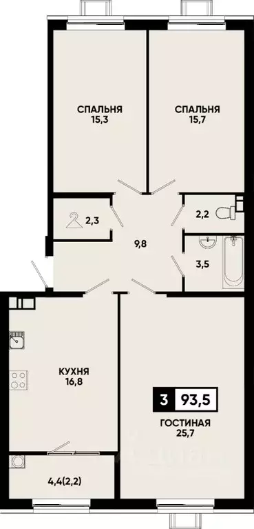 3-к кв. Ставропольский край, Кисловодск Моя Легенда жилой комплекс ... - Фото 1