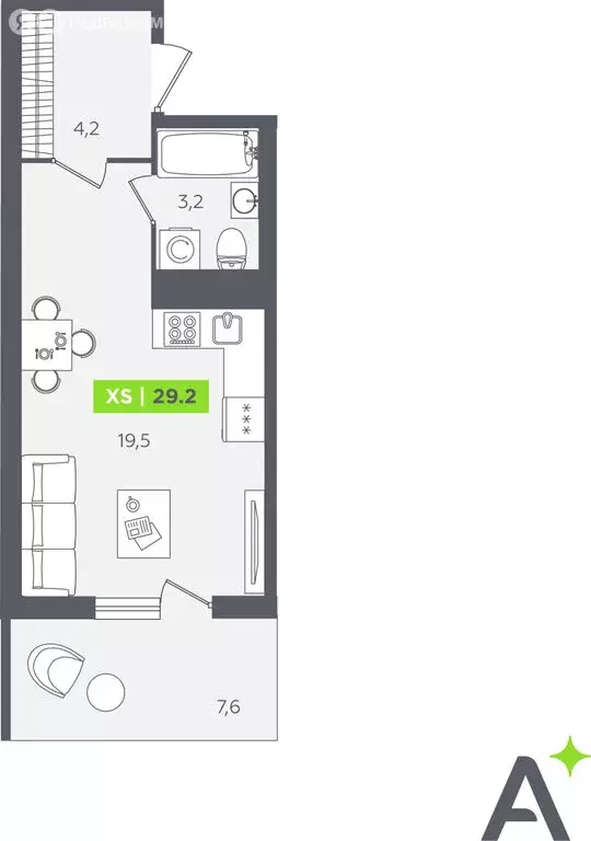 Квартира-студия: Кудрово, Солнечная улица, 10к2 (29.2 м) - Фото 1