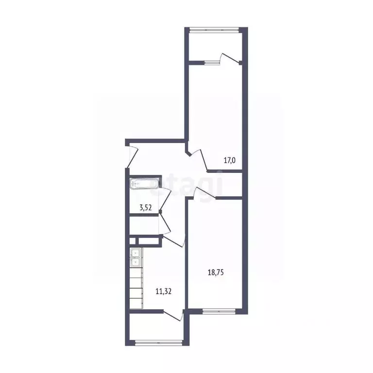2-к кв. Белгородская область, Белгород Вокзальная ул., 26А (76.2 м) - Фото 2