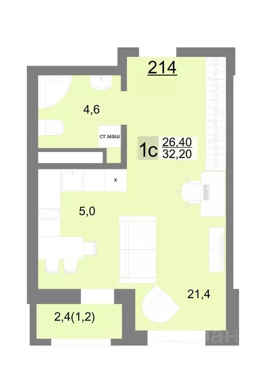 Студия Свердловская область, Екатеринбург ул. Металлургов, 63/3 (32.2 ... - Фото 1