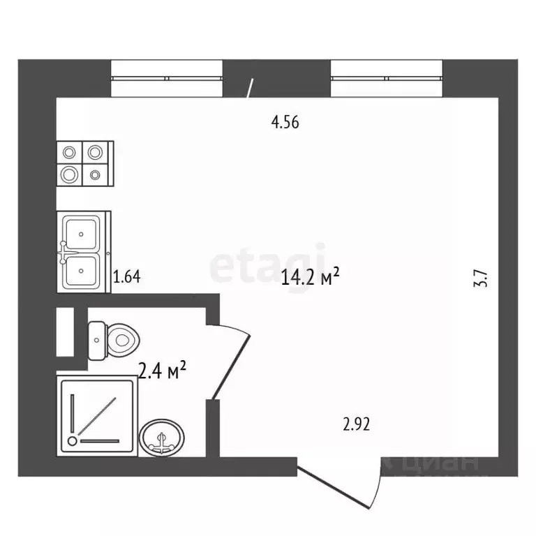 Студия Москва ш. Фрезер, 17АС3 (16.6 м) - Фото 2