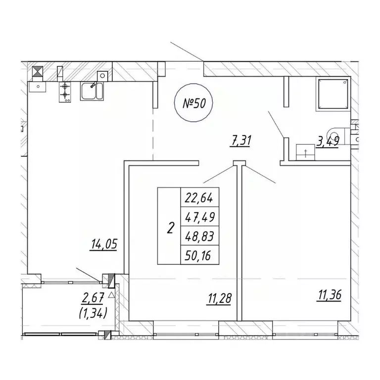 2-к кв. Калининградская область, Зеленоградск  (50.16 м) - Фото 1